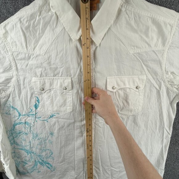 Ariat Long Sleeve Pearl Snap Up Outdoors 2XL White Blue Floral Print Western - Picture 3 of 15